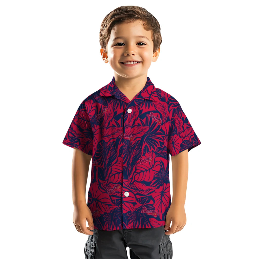 Atlanta Braves Hawaiian Shirt - Monstera Layer | Moonbestprint
