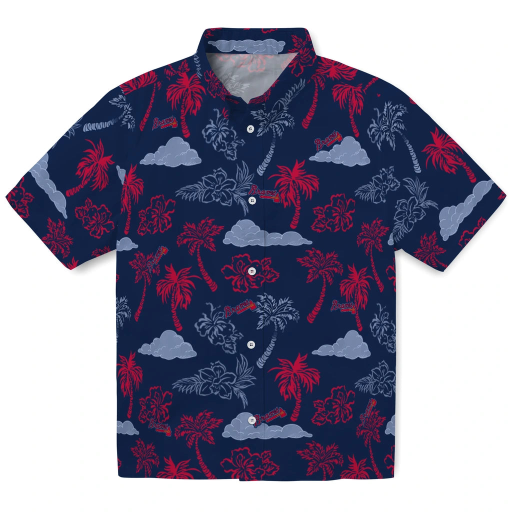 Atlanta Braves Hawaiian Shirt - Palm And Clouds | Moonbestprint