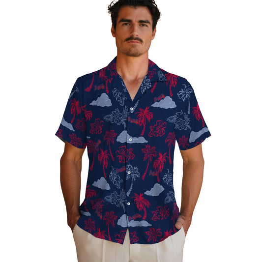 Atlanta Braves Hawaiian Shirt - Palm And Clouds | Moonbestprint