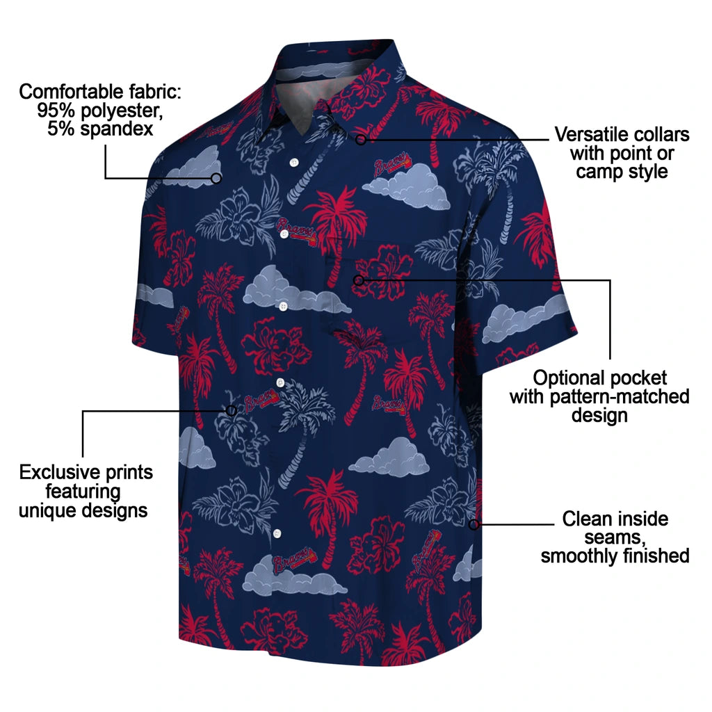 Atlanta Braves Hawaiian Shirt - Palm And Clouds | Moonbestprint