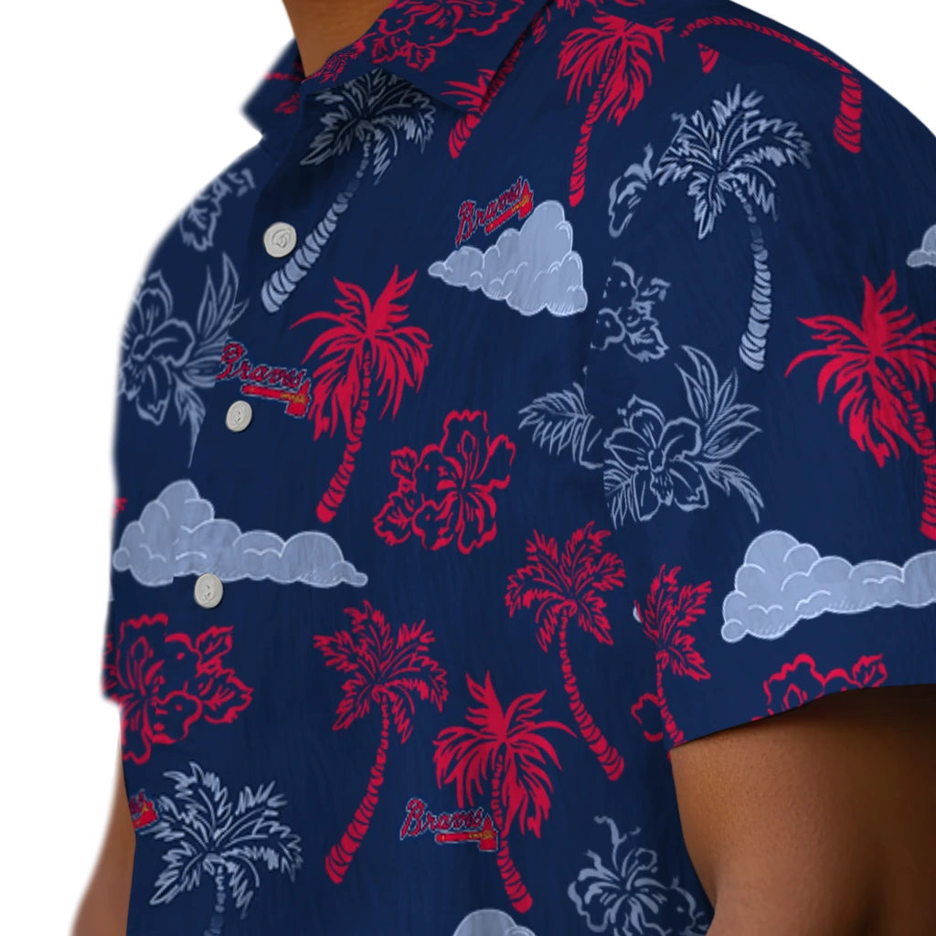 Atlanta Braves Hawaiian Shirt - Palm And Clouds | Moonbestprint