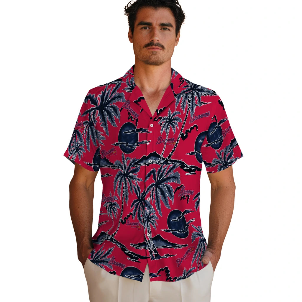 Atlanta Braves Hawaiian Shirt - Palm Sunset | Moonbestprint