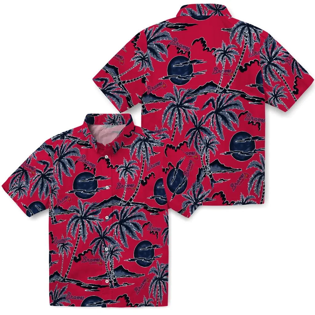Atlanta Braves Hawaiian Shirt - Palm Sunset | Moonbestprint