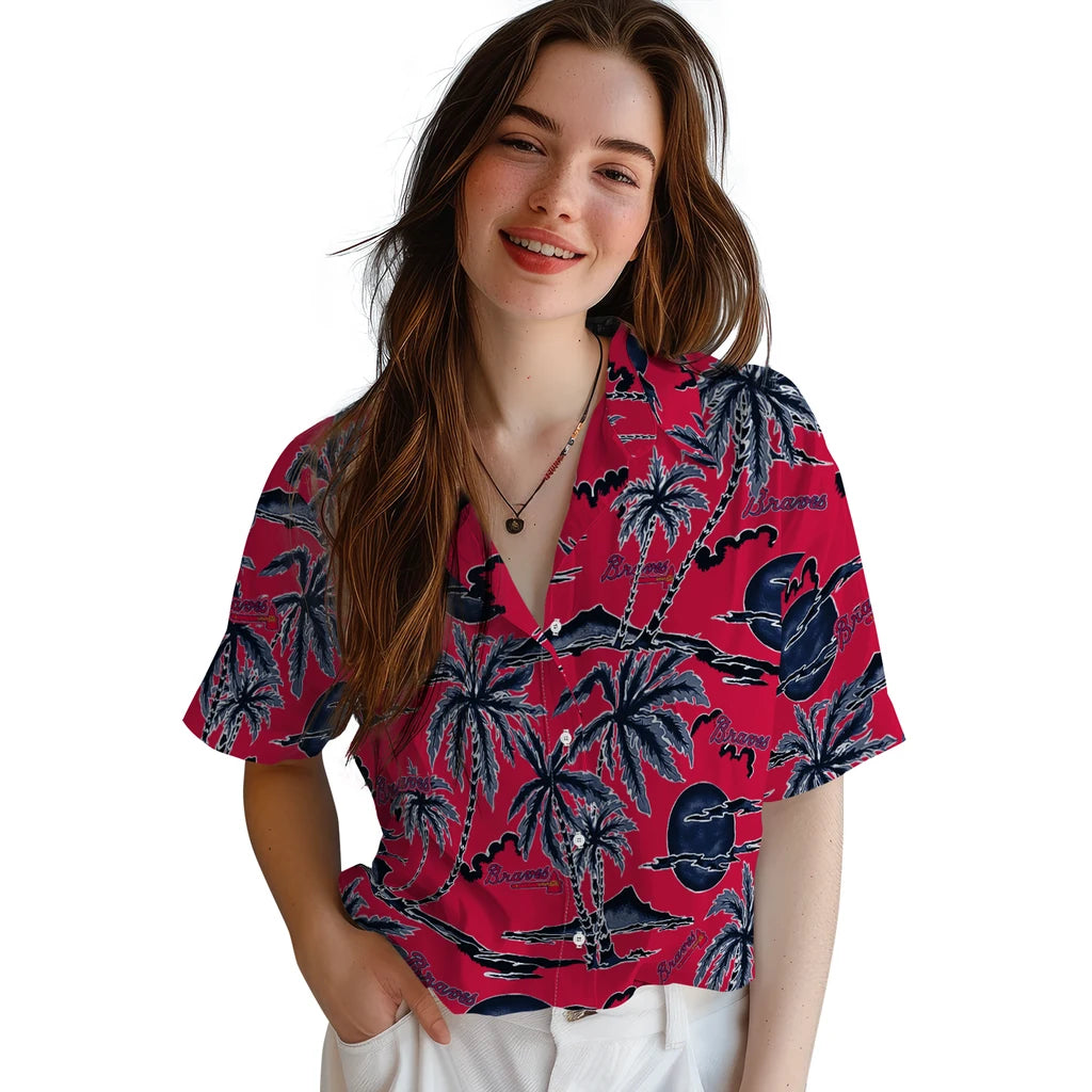 Atlanta Braves Hawaiian Shirt - Palm Sunset | Moonbestprint