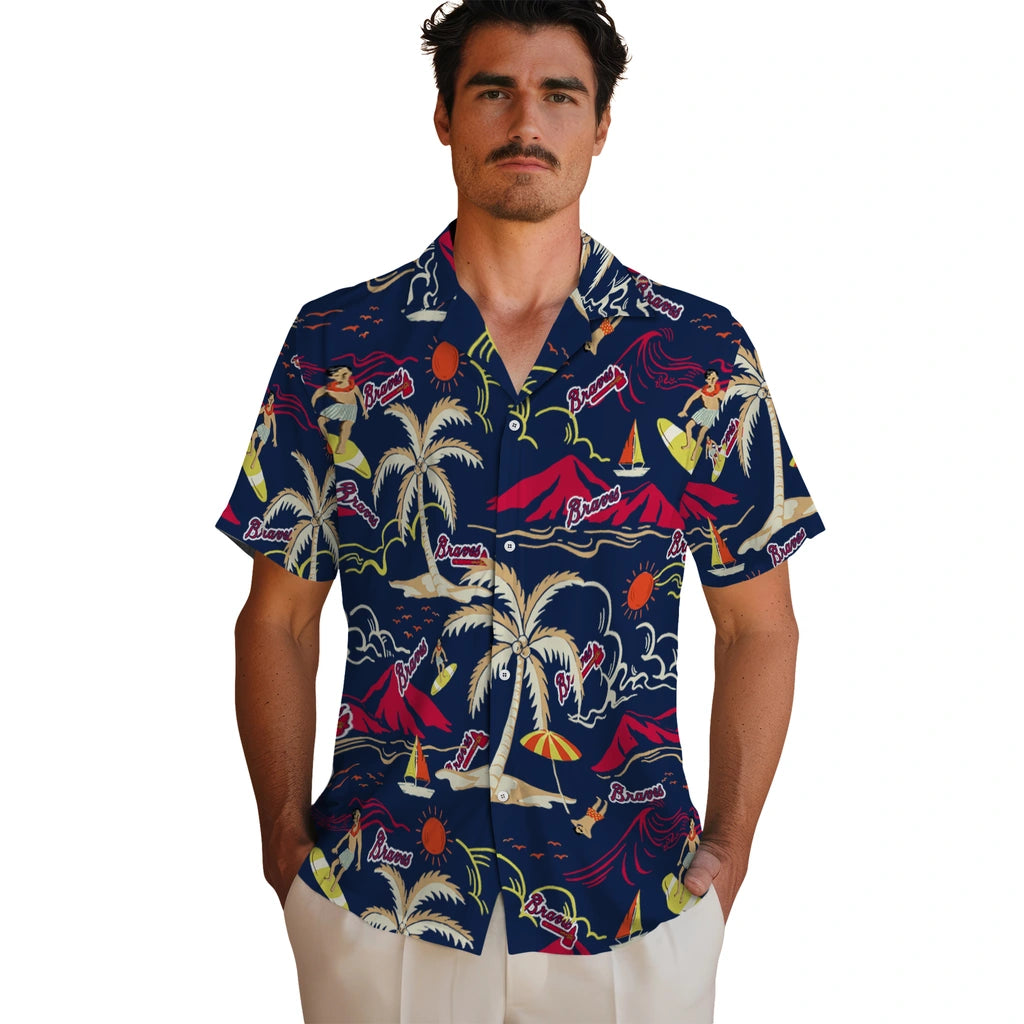 Atlanta Braves Hawaiian Shirt - Palm Tree Island | Moonbestprint
