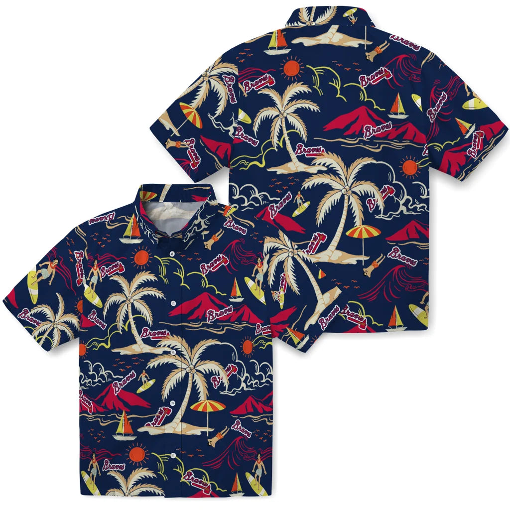 Atlanta Braves Hawaiian Shirt - Palm Tree Island | Moonbestprint