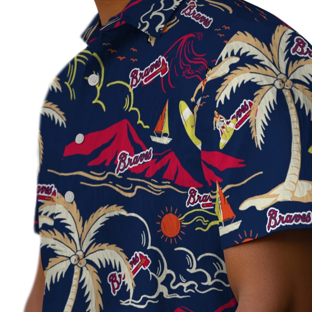 Atlanta Braves Hawaiian Shirt - Palm Tree Island | Moonbestprint
