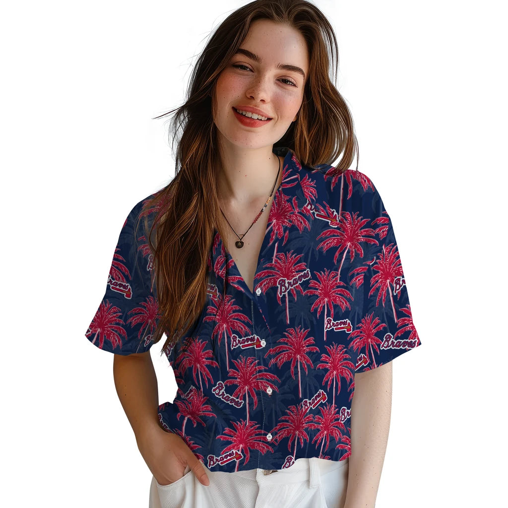 Atlanta Braves Hawaiian Shirt - Palm Tree Motif | Moonbestprint
