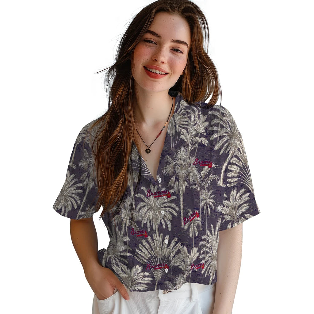 Atlanta Braves Hawaiian Shirt - Vintage Palm Tree | Moonbestprint