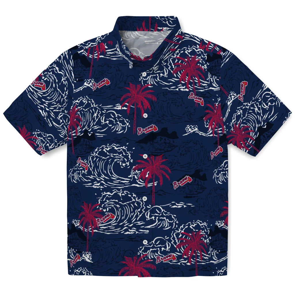 Atlanta Braves Hawaiian Shirt - Wave Palm | Moonbestprint