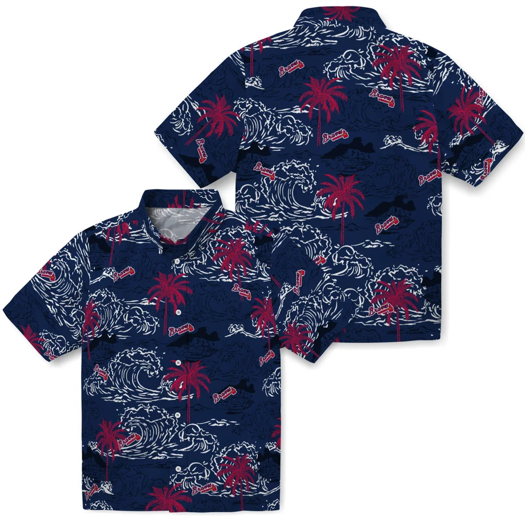 Atlanta Braves Hawaiian Shirt - Wave Palm | Moonbestprint