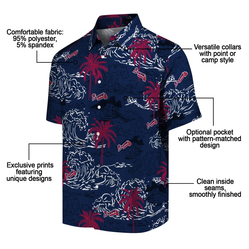 Atlanta Braves Hawaiian Shirt - Wave Palm | Moonbestprint