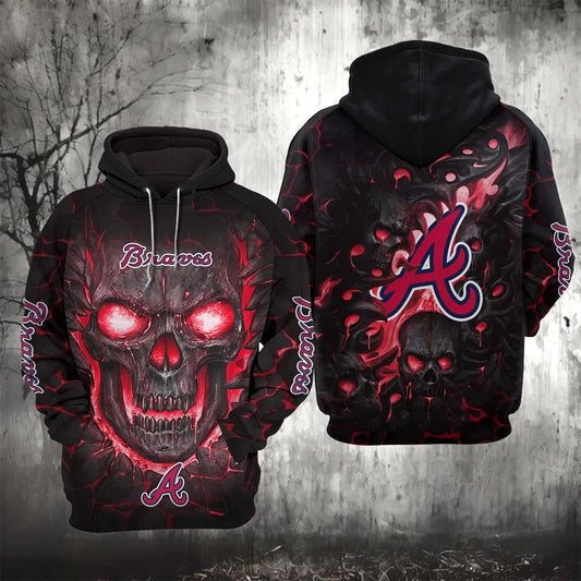 Atlanta Braves Lava Skull 3D MLB All Over Print Hoodie -Moonbestprint