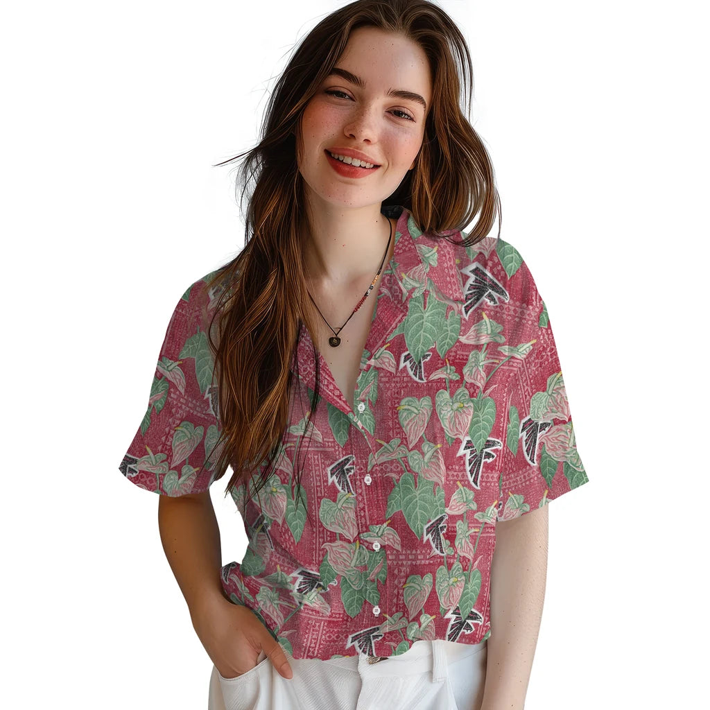 Atlanta Falcons Hawaiian Shirt - Anthurium Overlay | Moonbestprint