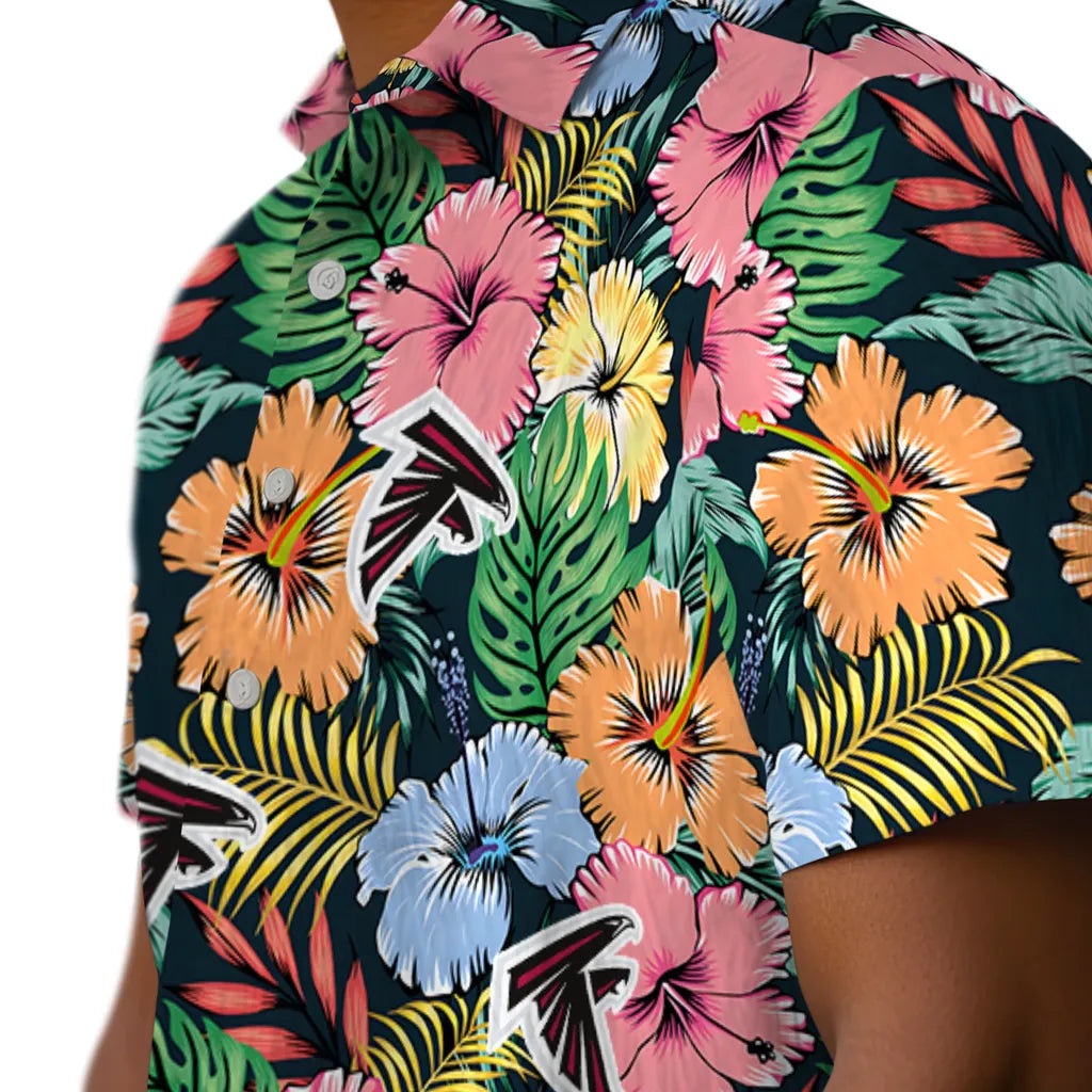 Atlanta Falcons Hawaiian Shirt - Brilliant Hibiscus Garden | Moonbestprint