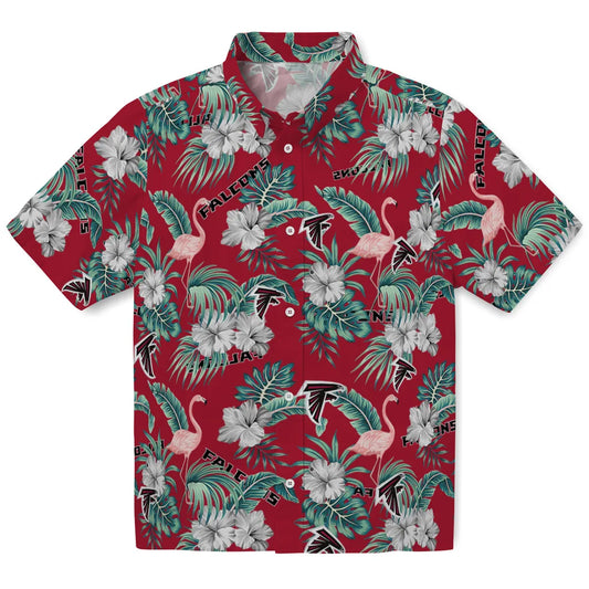 Atlanta Falcons Hawaiian Shirt - Flamingo and Hibiscus | Moonbestprint