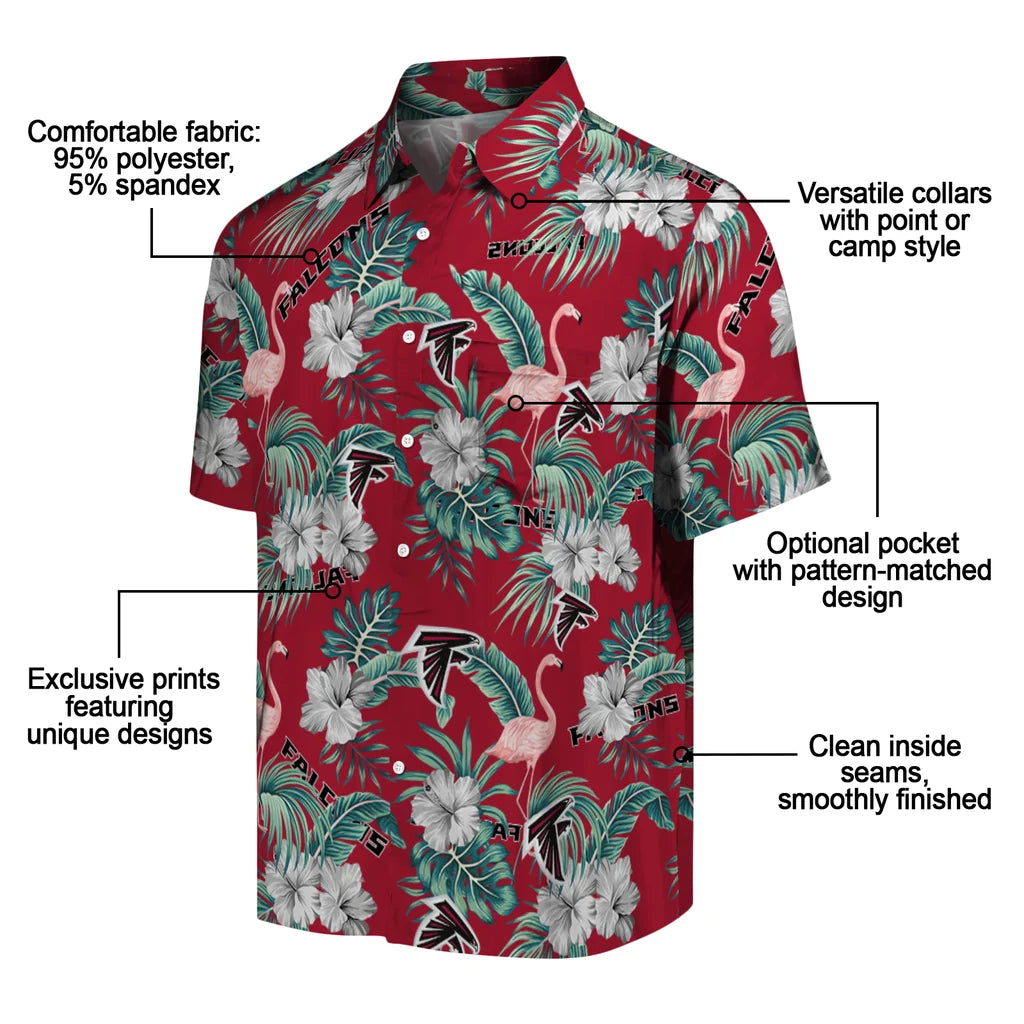 Atlanta Falcons Hawaiian Shirt - Flamingo and Hibiscus | Moonbestprint