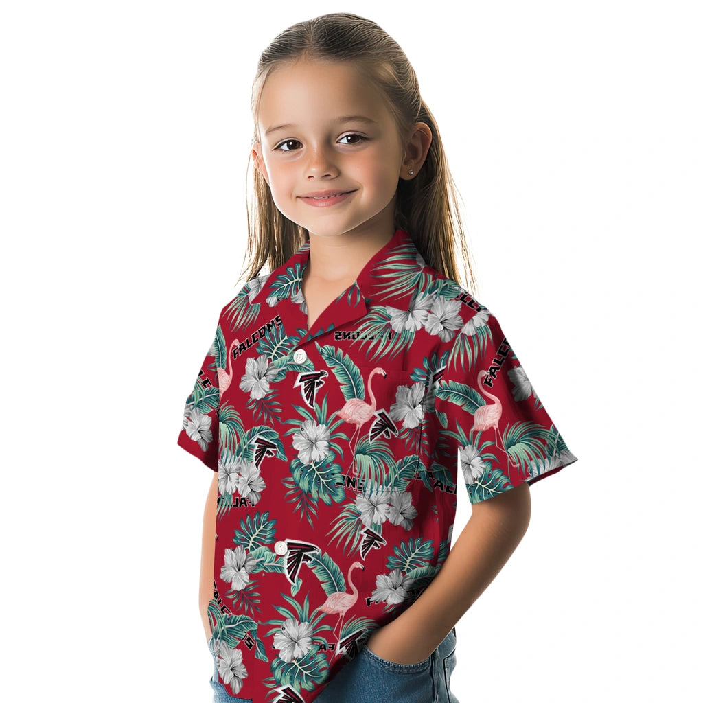 Atlanta Falcons Hawaiian Shirt - Flamingo and Hibiscus | Moonbestprint