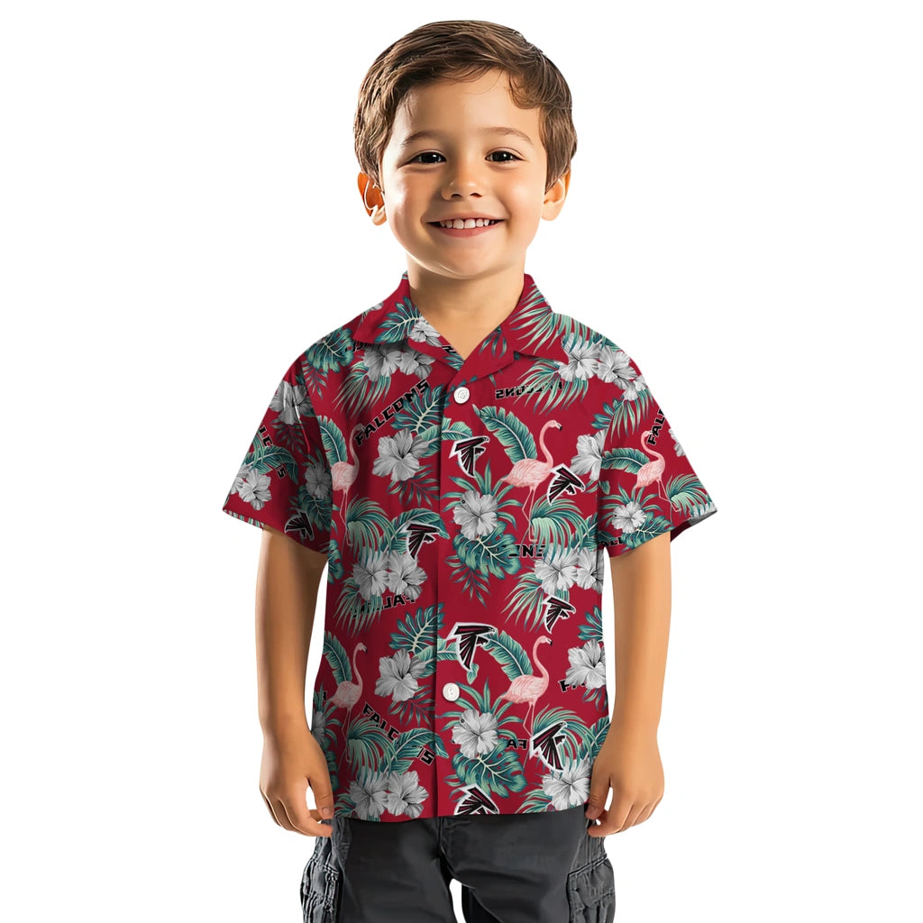 Atlanta Falcons Hawaiian Shirt - Flamingo and Hibiscus | Moonbestprint