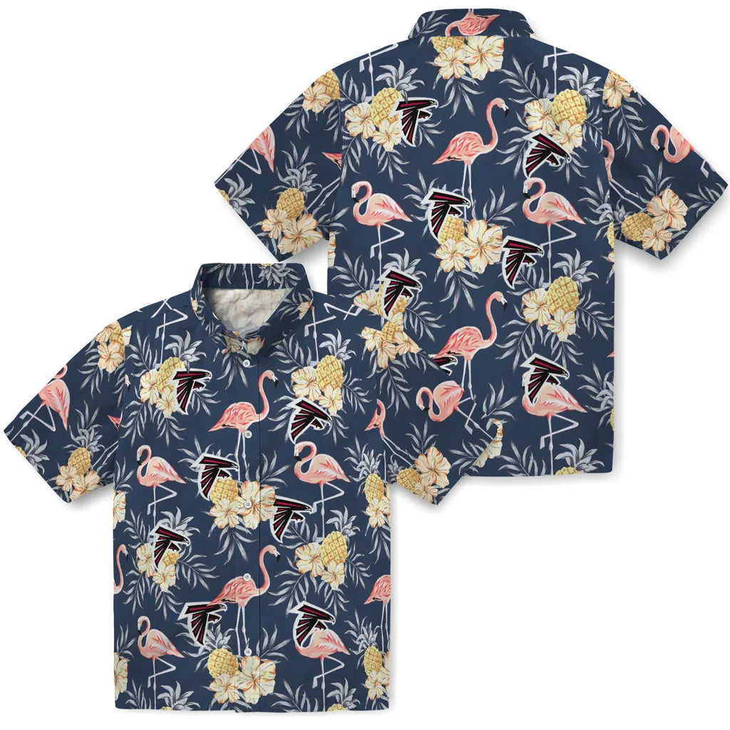 Atlanta Falcons Hawaiian Shirt - Flamingo Hibiscus | Moonbestprint