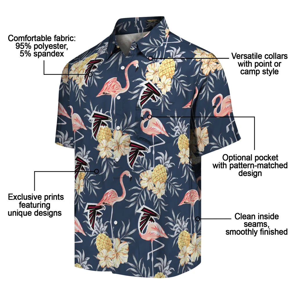 Atlanta Falcons Hawaiian Shirt - Flamingo Hibiscus | Moonbestprint