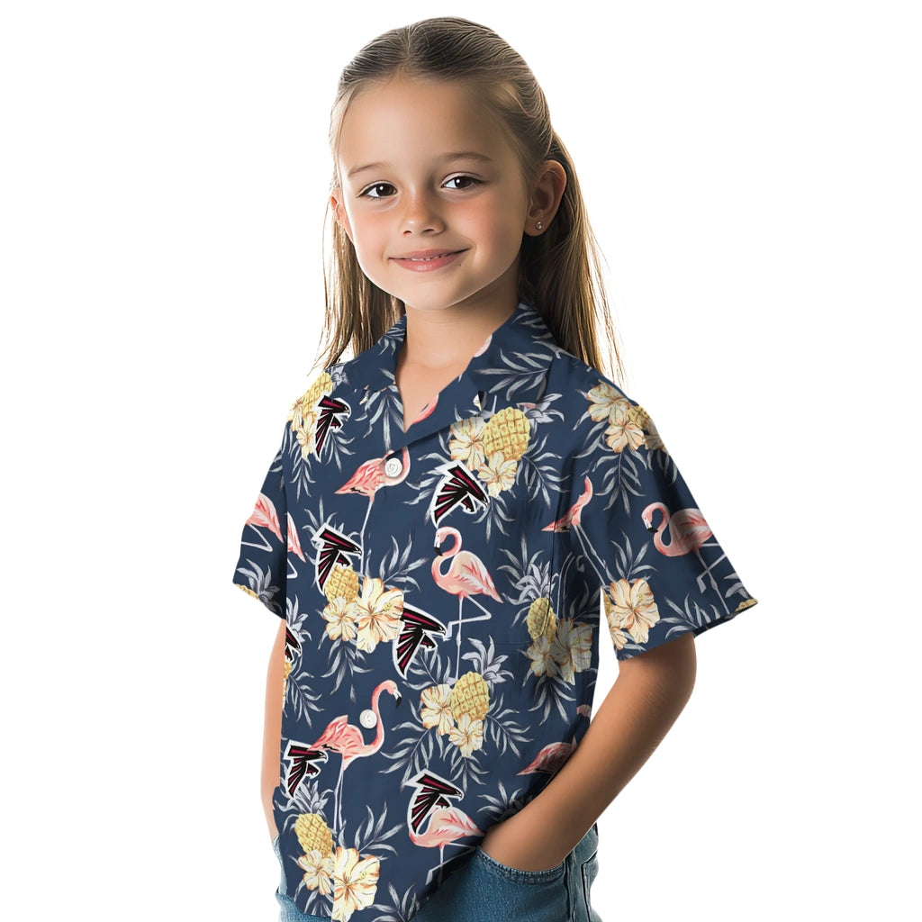 Atlanta Falcons Hawaiian Shirt - Flamingo Hibiscus | Moonbestprint