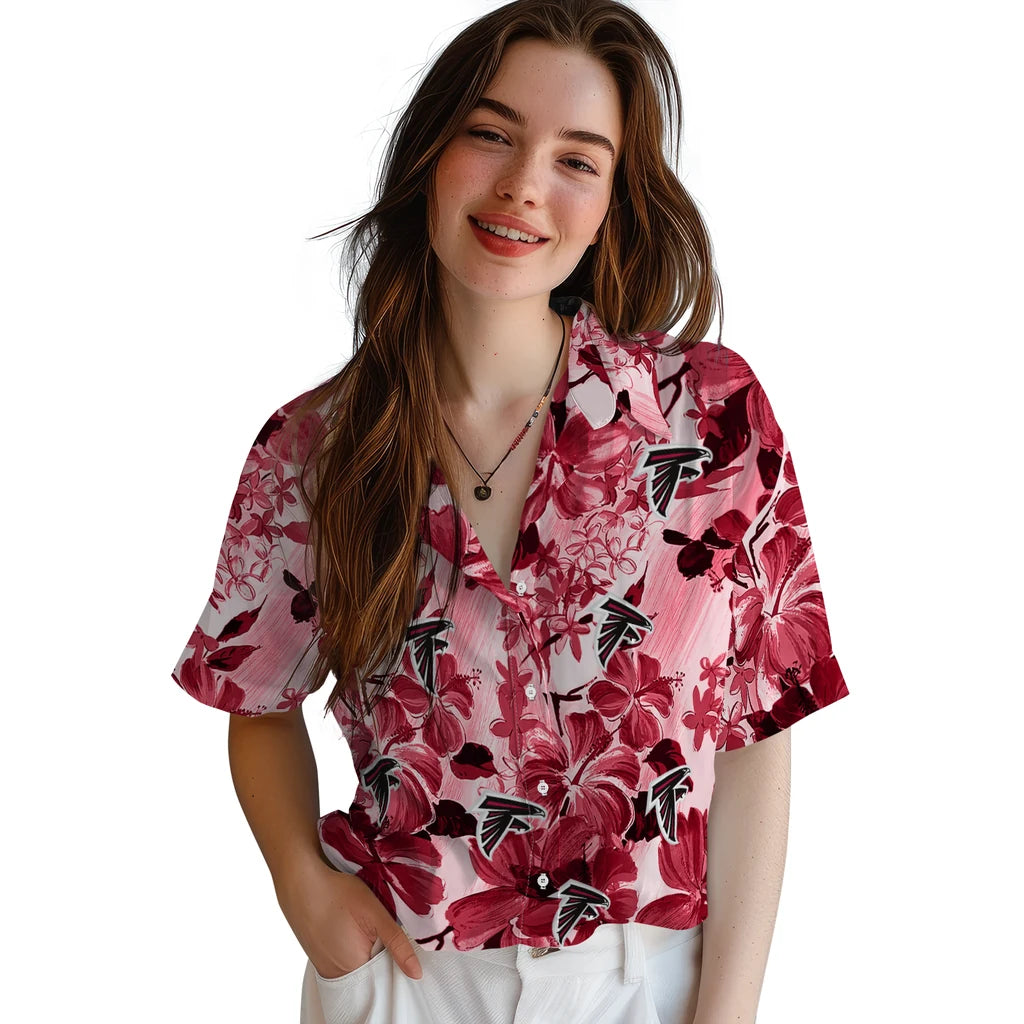 Atlanta Falcons Hawaiian Shirt - Hibiscus Arrangement | Moonbestprint