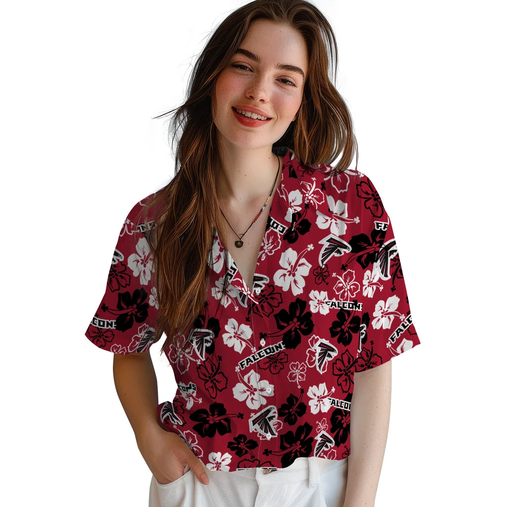 Atlanta Falcons Hawaiian Shirt - Hibiscus Flower Design | Moonbestprint