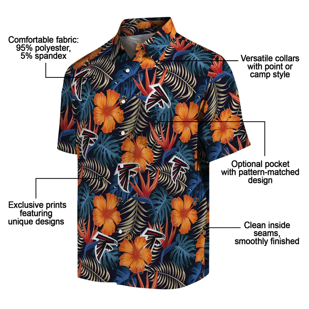 Atlanta Falcons Hawaiian Shirt - Hibiscus Foliage | Moonbestprint