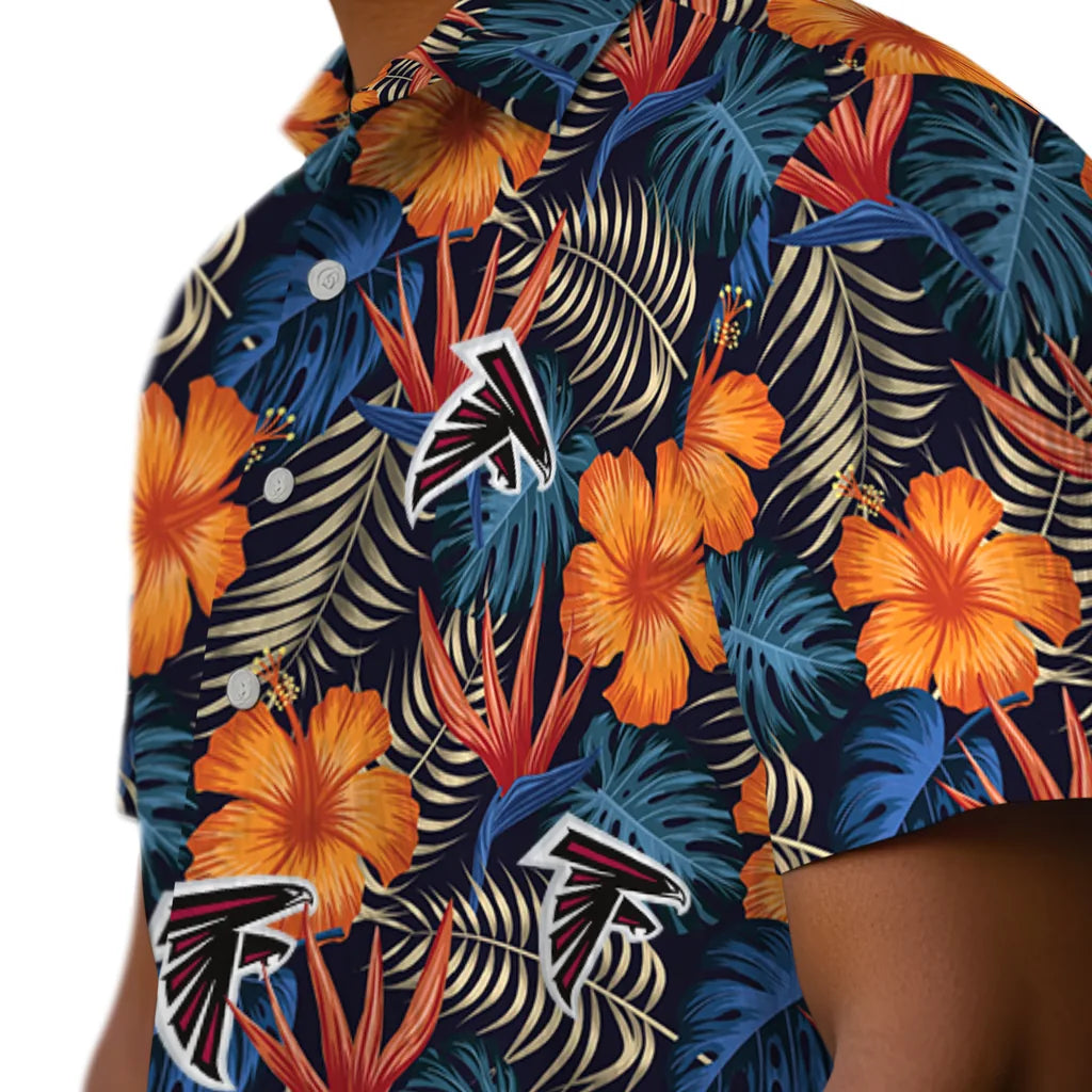 Atlanta Falcons Hawaiian Shirt - Hibiscus Foliage | Moonbestprint