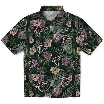 Atlanta Falcons Hawaiian Shirt - Hibiscus Leaves Pattern | Moonbestprint