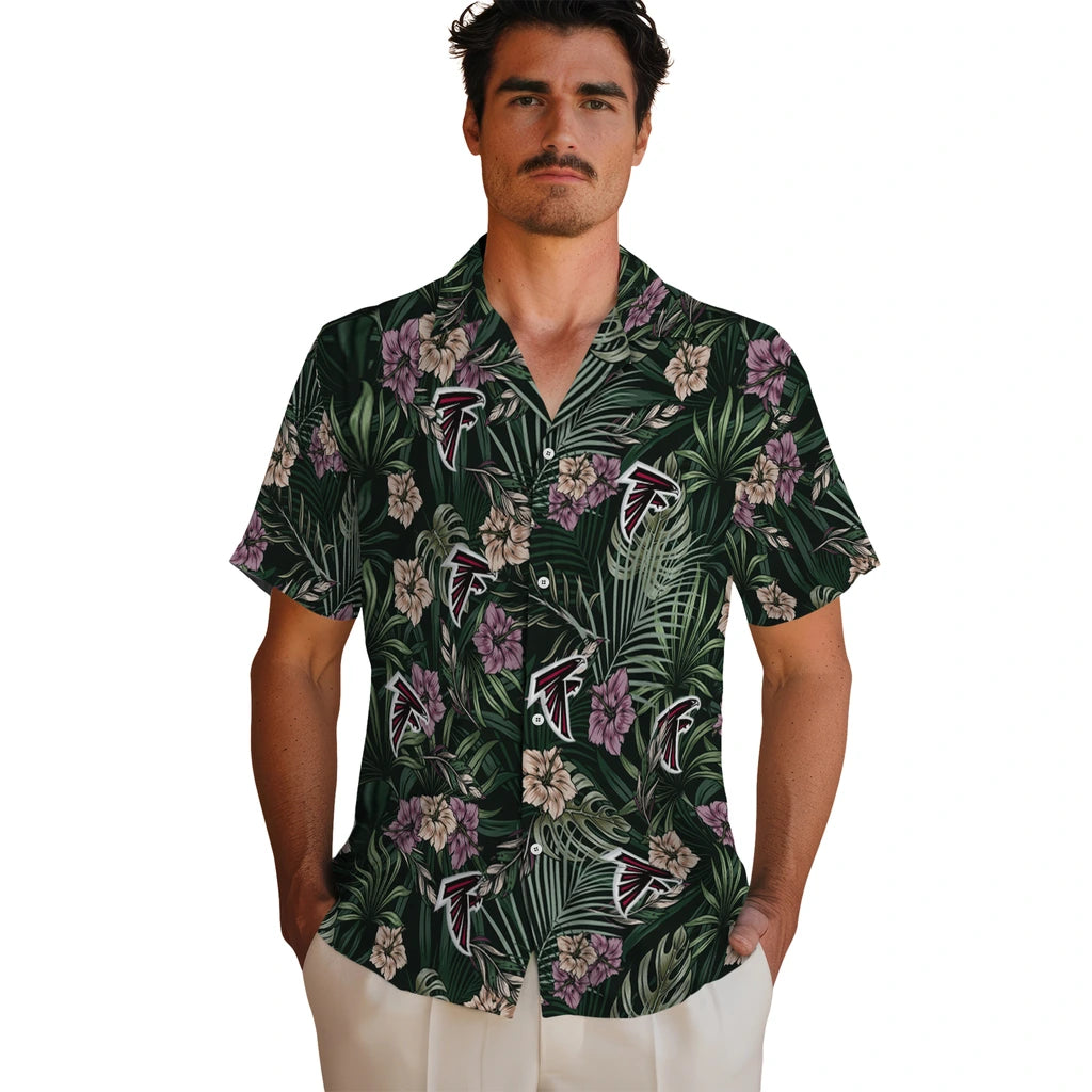 Atlanta Falcons Hawaiian Shirt - Hibiscus Leaves Pattern | Moonbestprint