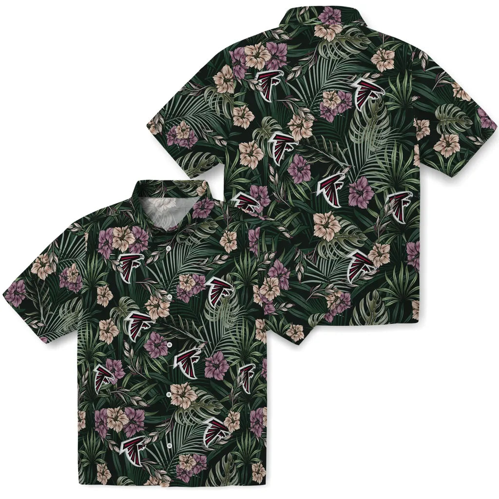 Atlanta Falcons Hawaiian Shirt - Hibiscus Leaves Pattern | Moonbestprint