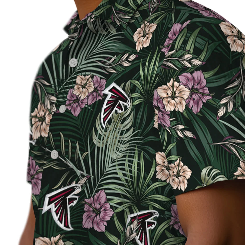 Atlanta Falcons Hawaiian Shirt - Hibiscus Leaves Pattern | Moonbestprint