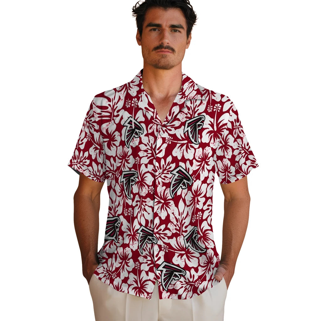 Atlanta Falcons Hawaiian Shirt - Hibiscus Motif | Moonbestprint