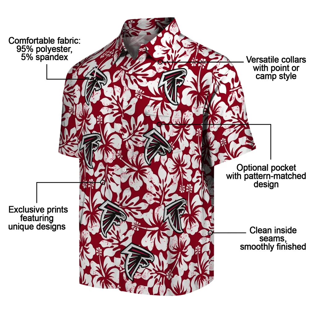 Atlanta Falcons Hawaiian Shirt - Hibiscus Motif | Moonbestprint