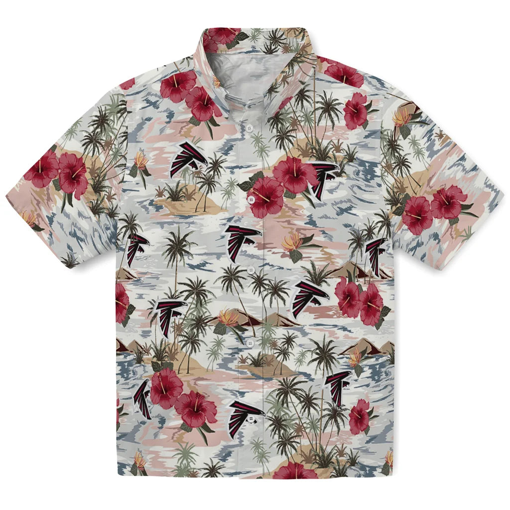 Atlanta Falcons Hawaiian Shirt - Hibiscus Seaside | Moonbestprint