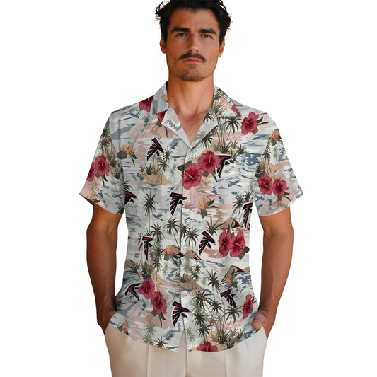 Atlanta Falcons Hawaiian Shirt - Hibiscus Seaside | Moonbestprint