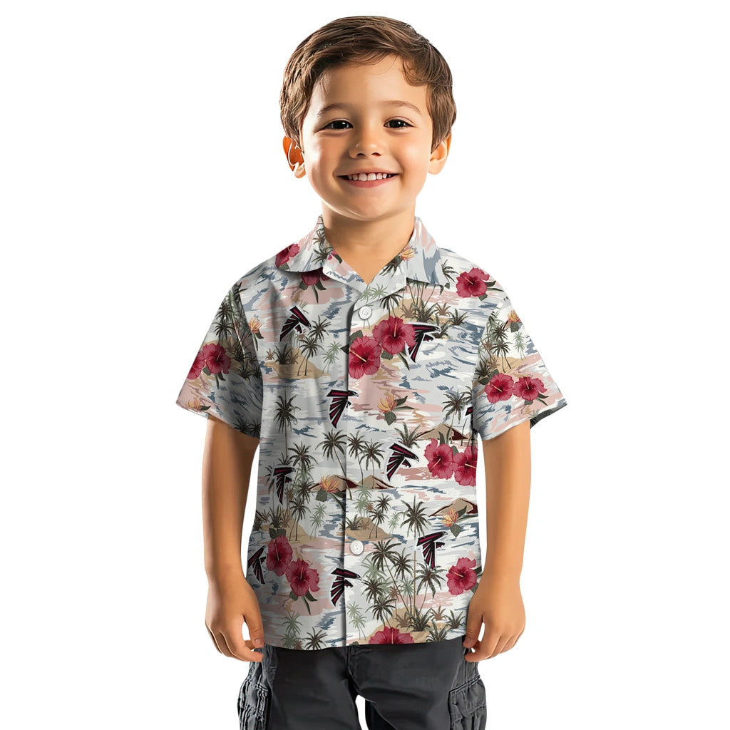 Atlanta Falcons Hawaiian Shirt - Hibiscus Seaside | Moonbestprint