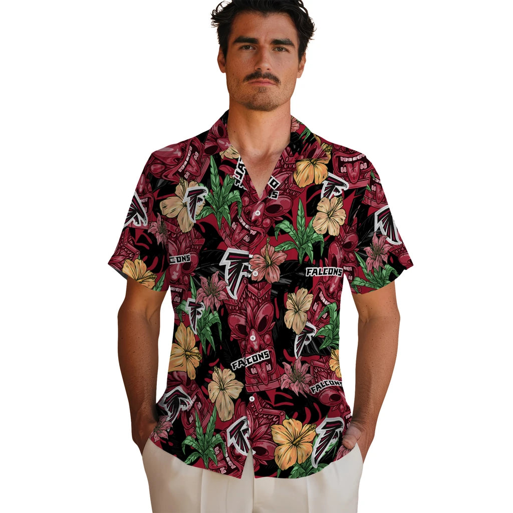 Atlanta Falcons Hawaiian Shirt - Hibiscus Tiki Jungle | Moonbestprint