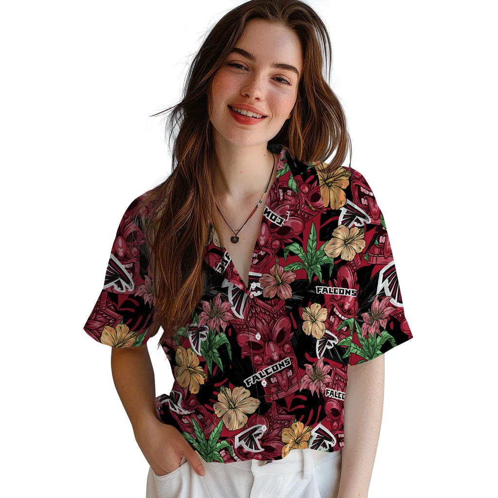Atlanta Falcons Hawaiian Shirt - Hibiscus Tiki Jungle | Moonbestprint