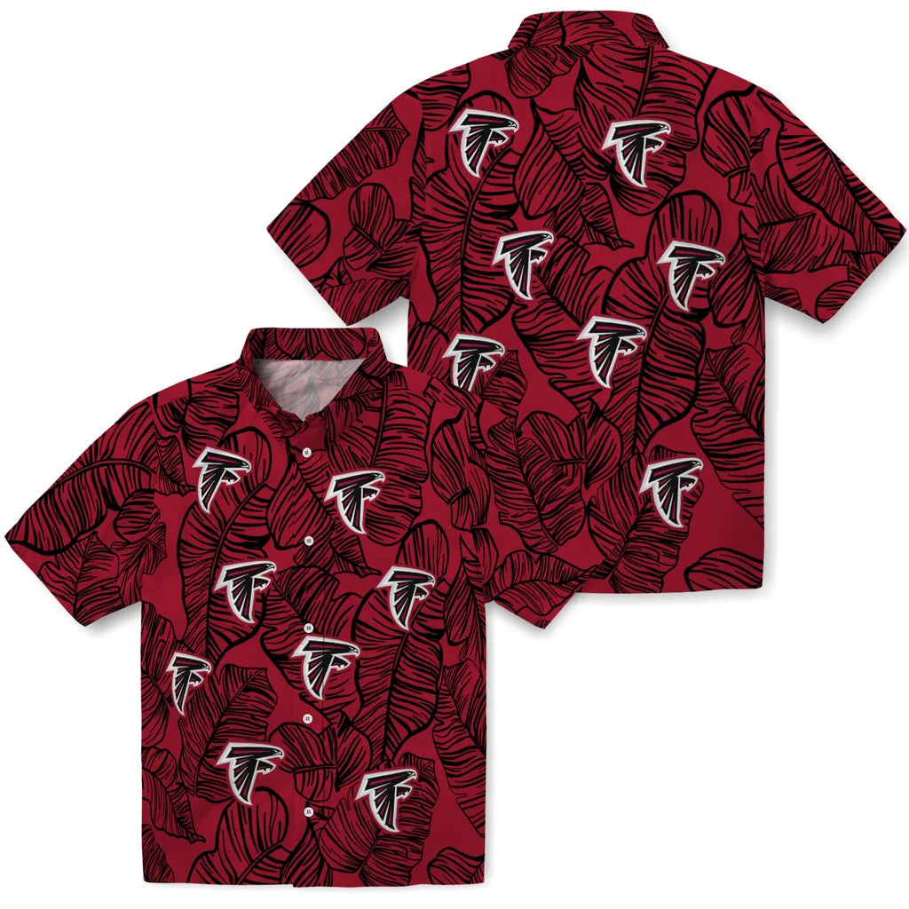 Atlanta Falcons Hawaiian Shirt - Leaf Outline | Moonbestprint