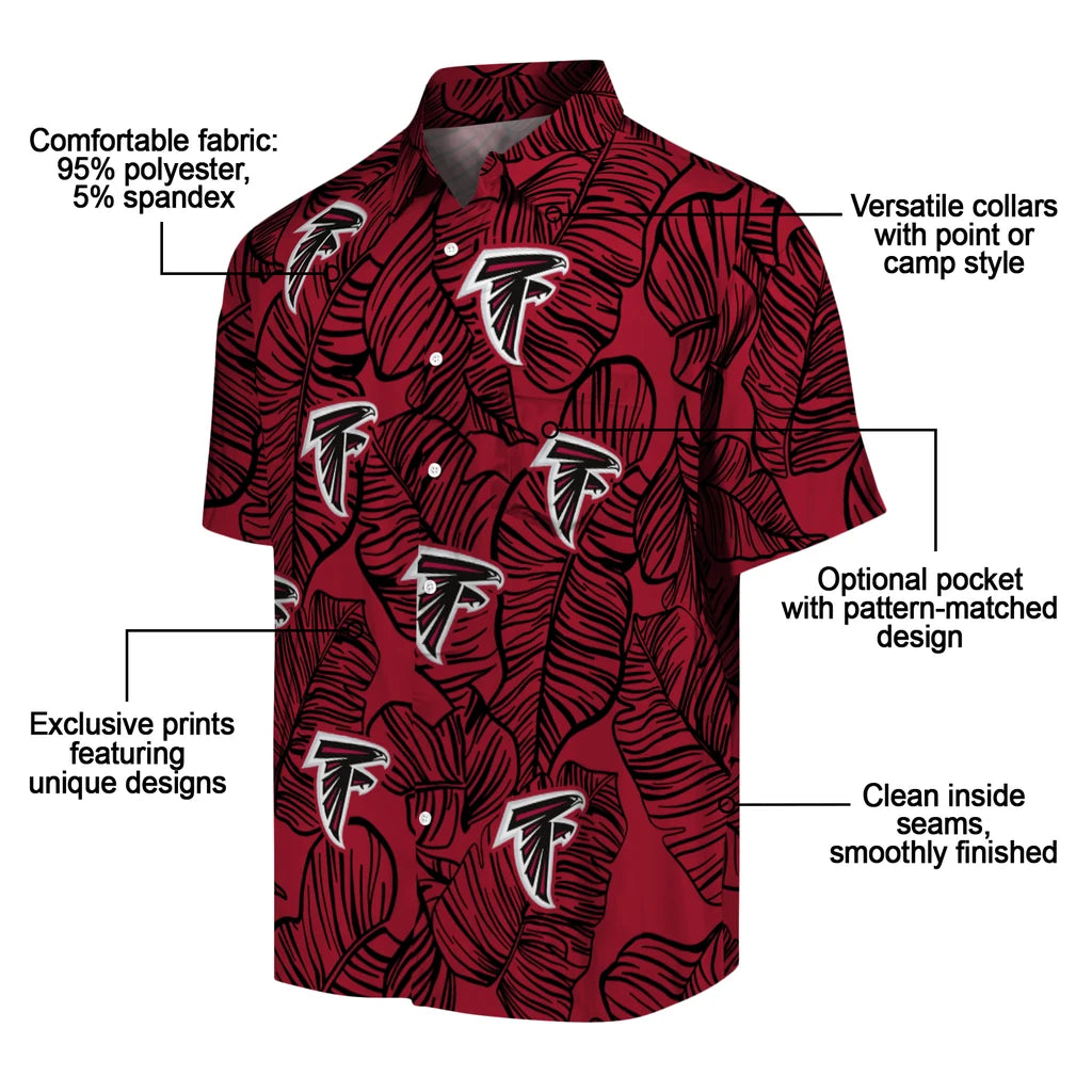 Atlanta Falcons Hawaiian Shirt - Leaf Outline | Moonbestprint