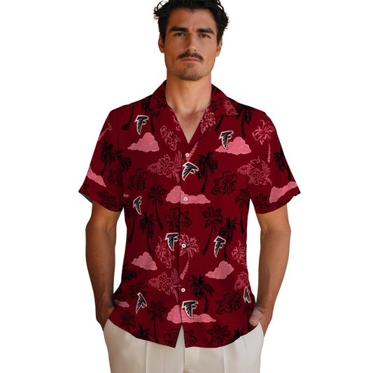 Atlanta Falcons Hawaiian Shirt - Palm And Clouds | Moonbestprint