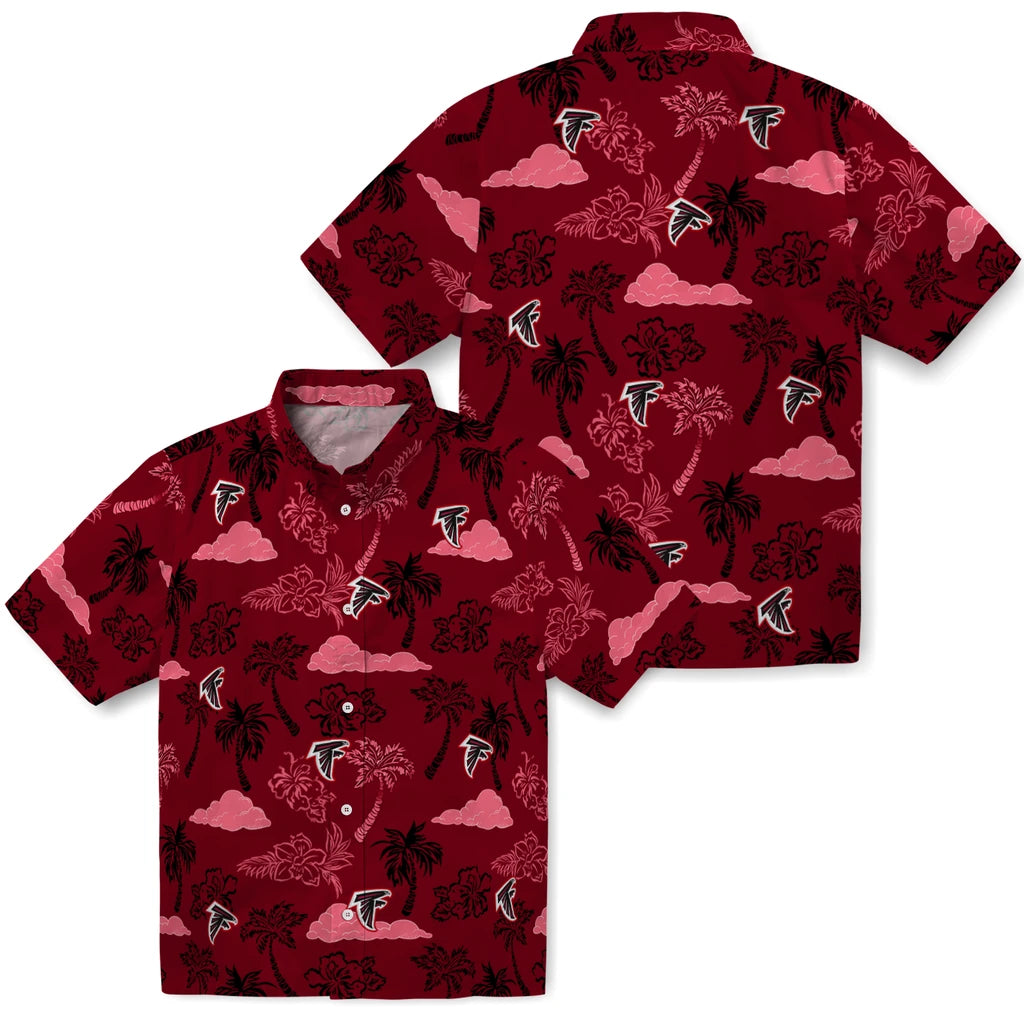 Atlanta Falcons Hawaiian Shirt - Palm And Clouds | Moonbestprint