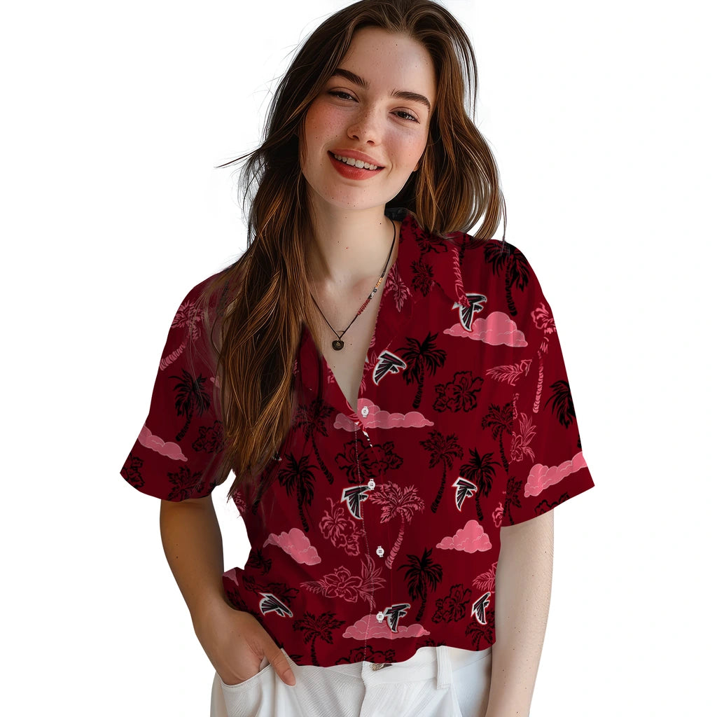 Atlanta Falcons Hawaiian Shirt - Palm And Clouds | Moonbestprint