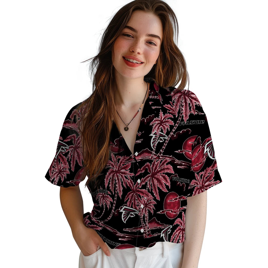 Atlanta Falcons Hawaiian Shirt - Palm Sunset | Moonbestprint