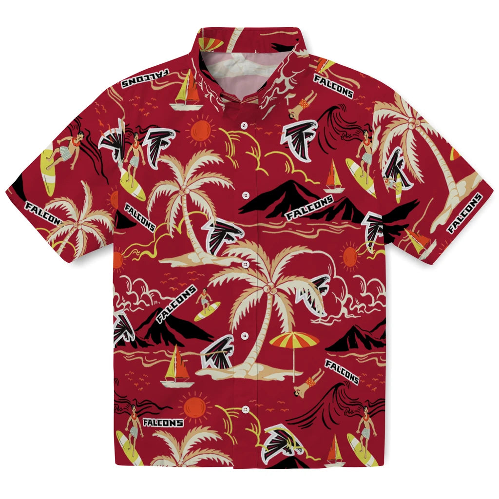 Atlanta Falcons Hawaiian Shirt - Palm Tree Island | Moonbestprint