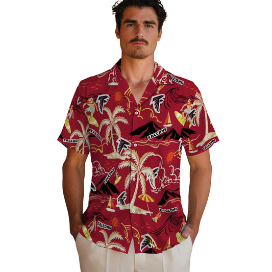Atlanta Falcons Hawaiian Shirt - Palm Tree Island | Moonbestprint