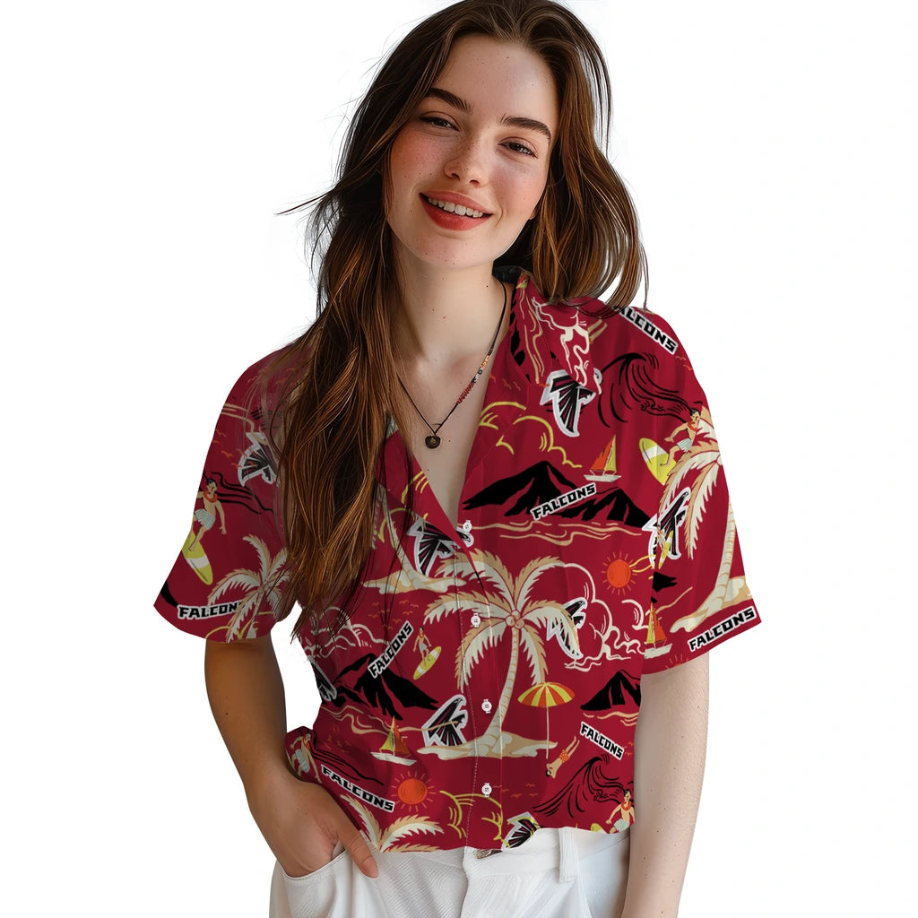 Atlanta Falcons Hawaiian Shirt - Palm Tree Island | Moonbestprint